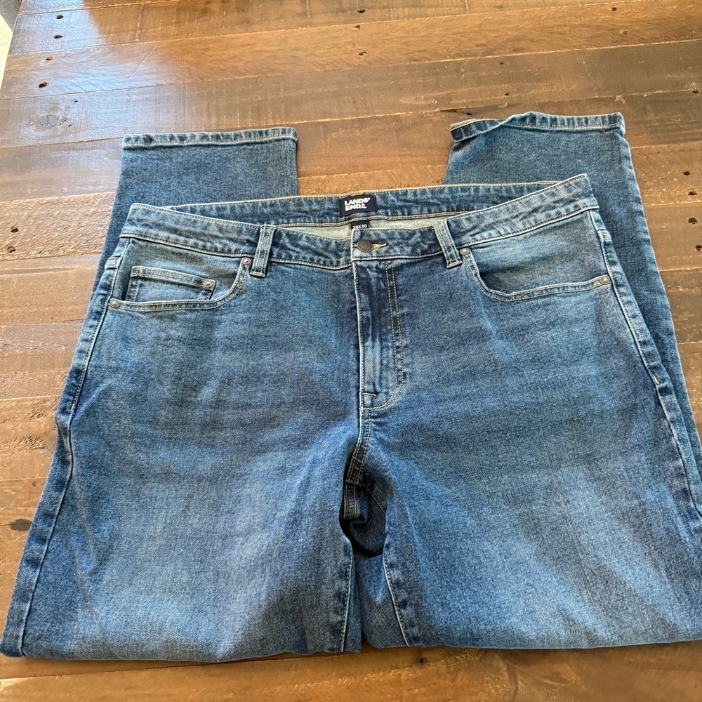 Lands' End Men's Relaxed Fit Blue Jeans 30” inseam